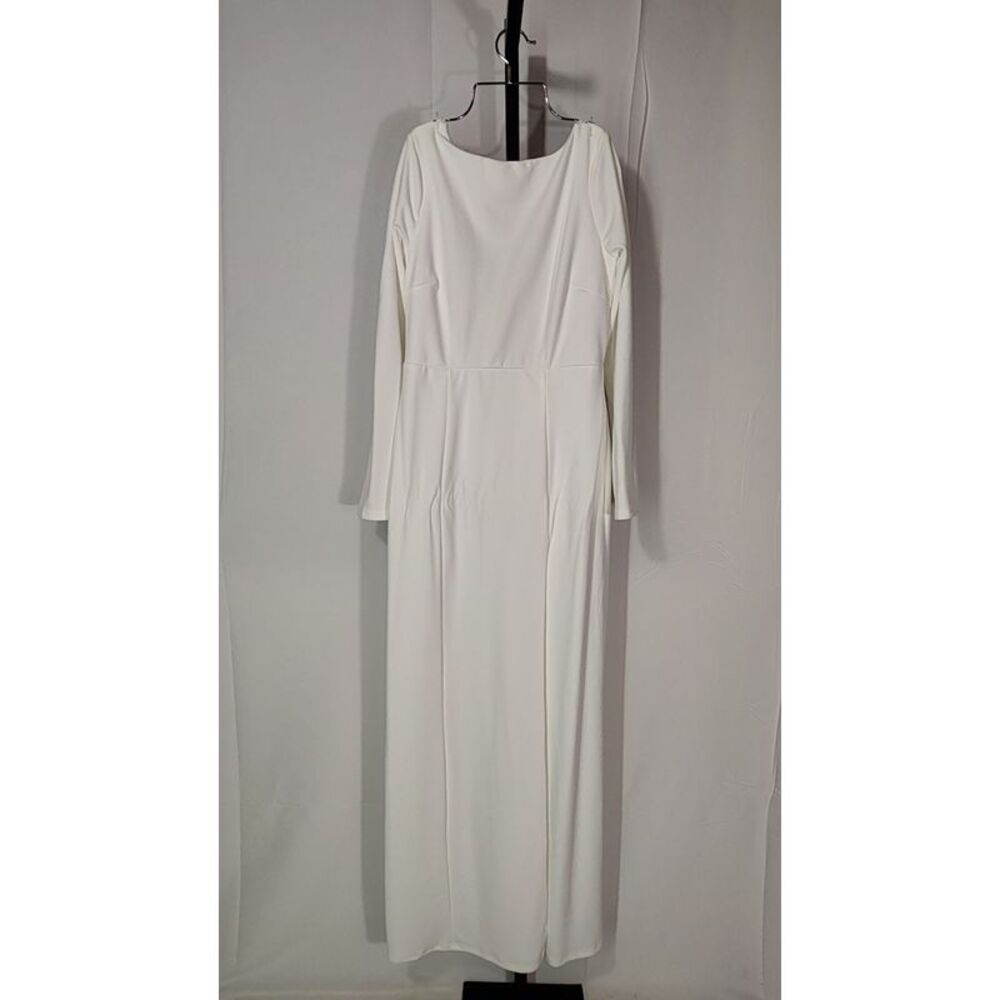Lulus Romantic Moments Lace Long Sleeve Maxi Dress White Basic Sleeved Large - Picture 2 of 3